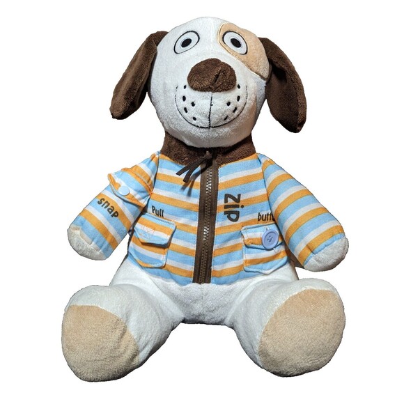 Avon Plush Duncan Puppy Dog zip button snap learning toy Tillia 2011 preowned - Picture 2 of 5